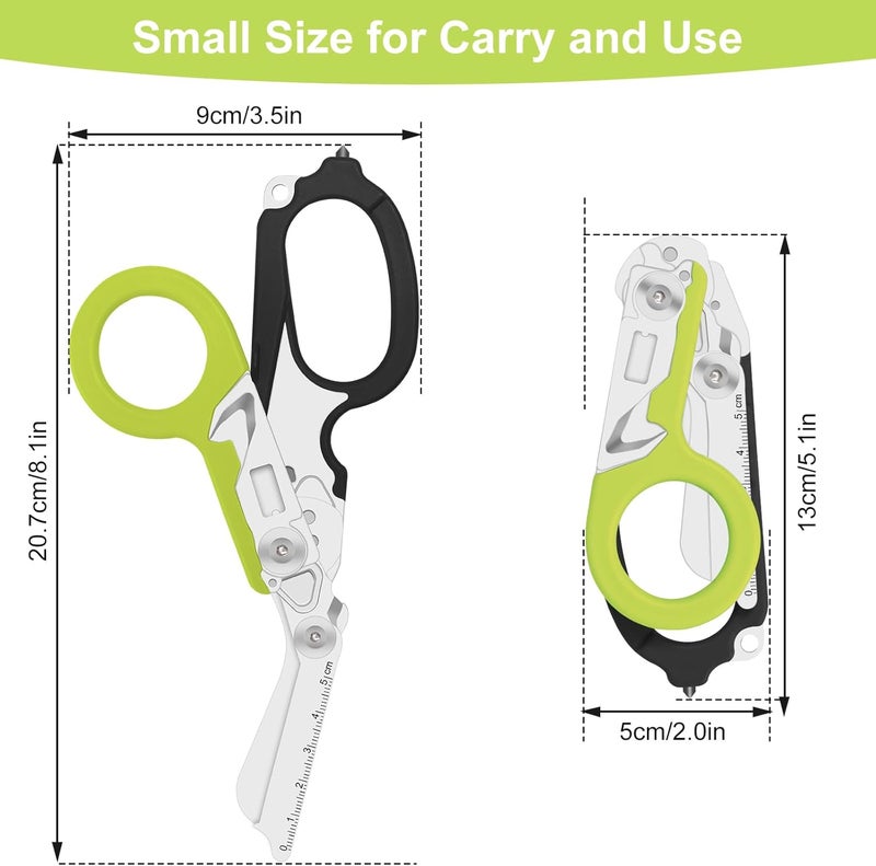 Lemasa 6 in 1 Multifunctional Combination Tool, Folding Retractable Emergency Shears, Outdoor Camping Tools, Seat Belt Cutter, Oxygen Cylinder Wrench, Complimentary Adjustable Wrench (dark green) - Image 2